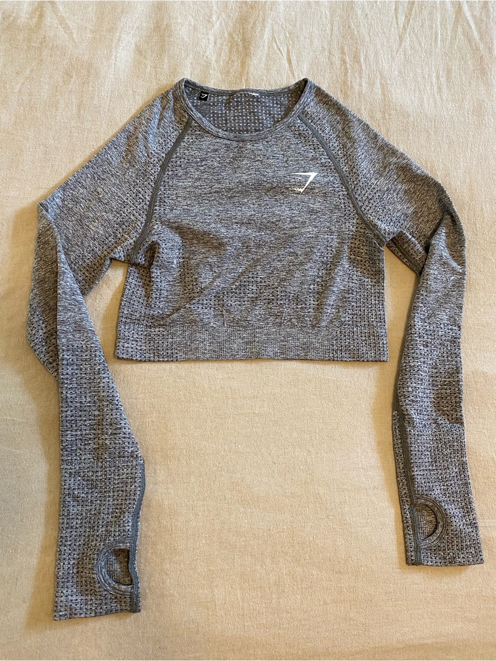 Gymshark Vital Seamless 2.0 Long Sleeve Crop Top Grey Marl Size small